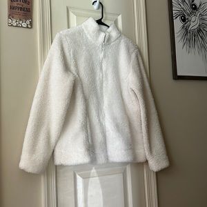 White Sherpa Zip Up Sweater. Size Small. WORN ONCE. In great condition